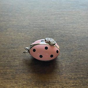 Aaron Basha Pink 18k Gold Pave Diamonds Enamel Ladybug Pendant Charm
